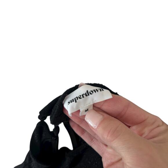 Superdown Black Sparkly Long Sleeve Flare Jumpsuit Sz M - Picture 7 of 7